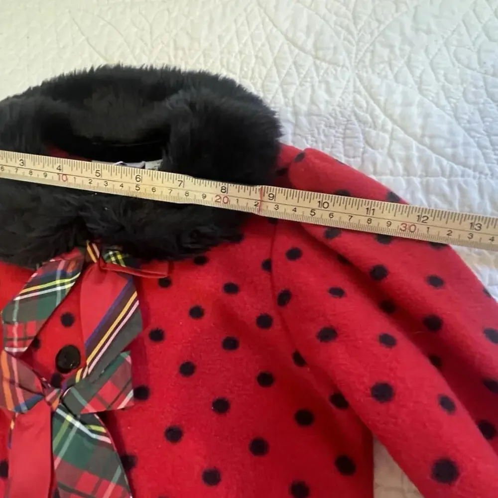 Blueberi Boulevard Girls Scotty Dog And Scotch Plaid Ribbon Red 3T Fleece Jacket